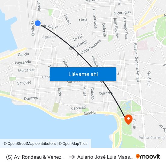 (S) Av. Rondeau & Venezuela to Aulario José Luis Massera map