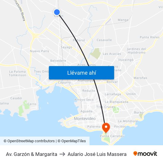 Av. Garzón & Margarita to Aulario José Luis Massera map