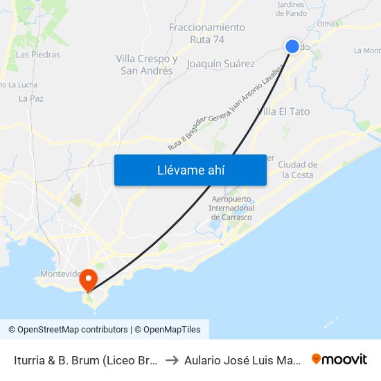 Iturria & B. Brum (Liceo Brause) to Aulario José Luis Massera map