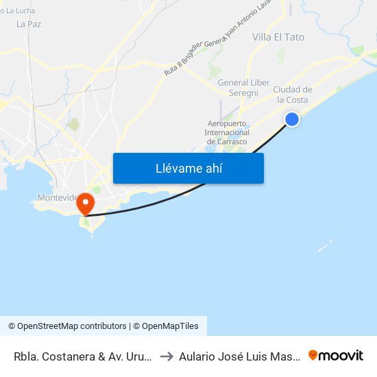 Rbla. Costanera & Av. Uruguay to Aulario José Luis Massera map