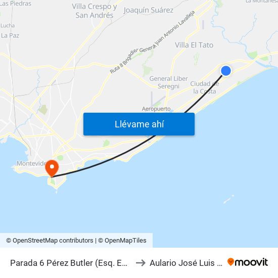 Parada 6 Pérez Butler (Esq. Eduardo Fabini) to Aulario José Luis Massera map