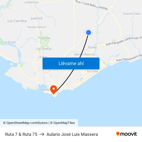 Ruta 7 & Ruta 75 to Aulario José Luis Massera map