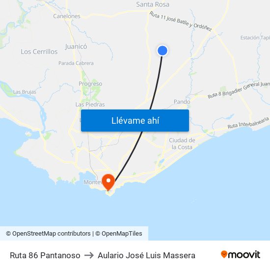 Ruta 86 Pantanoso to Aulario José Luis Massera map