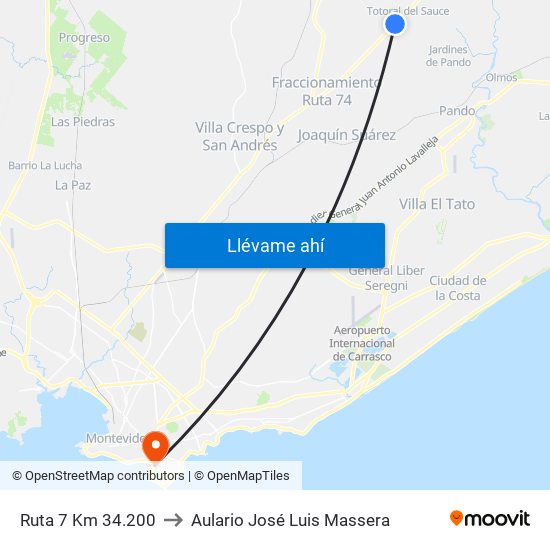 Ruta 7 Km 34.200 to Aulario José Luis Massera map