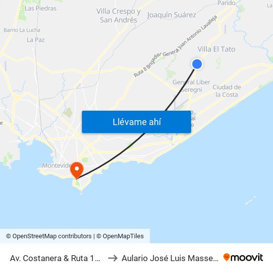 Av. Costanera & Ruta 101 to Aulario José Luis Massera map