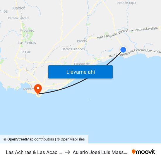 Las Achiras & Las Acacias to Aulario José Luis Massera map