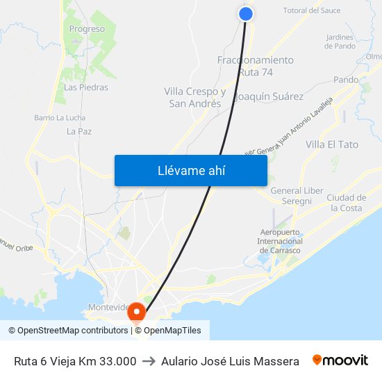 Ruta 6 Vieja Km 33.000 to Aulario José Luis Massera map