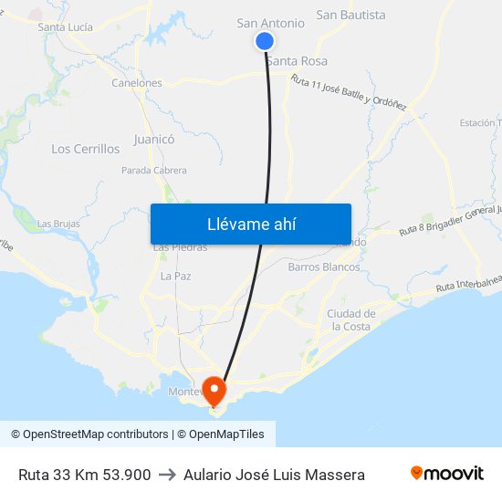 Ruta 33 Km 53.900 to Aulario José Luis Massera map