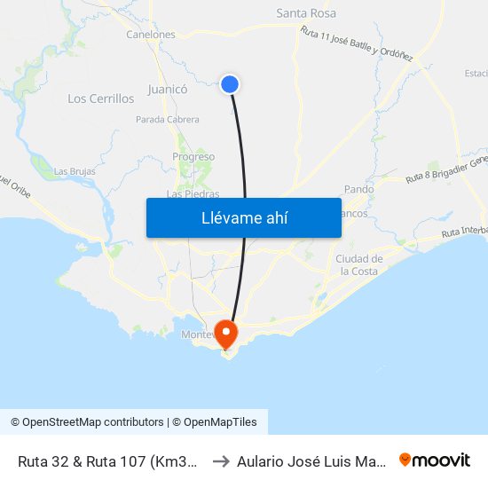 Ruta 32 & Ruta 107 (Km38.000) to Aulario José Luis Massera map