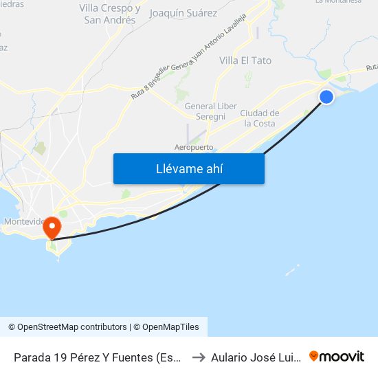 Parada 19 Pérez Y Fuentes (Esq. Constituyentes) to Aulario José Luis Massera map