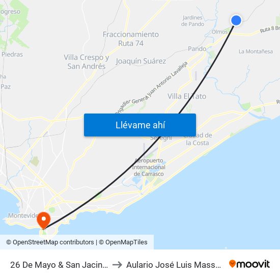 26 De Mayo & San Jacinto to Aulario José Luis Massera map