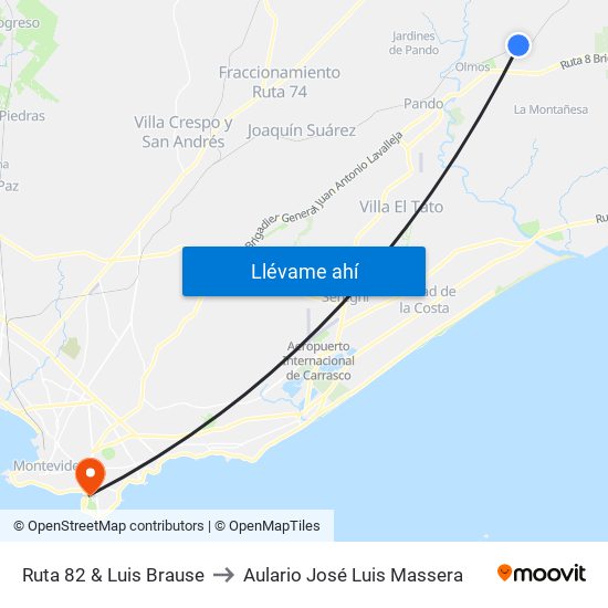 Ruta 82 & Luis Brause to Aulario José Luis Massera map