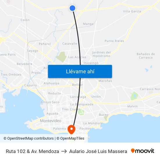 Ruta 102 & Av. Mendoza to Aulario José Luis Massera map