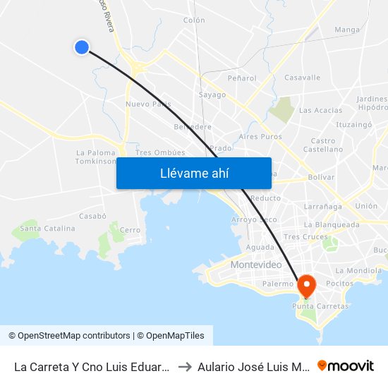 La Carreta Y Cno Luis Eduardo Perez to Aulario José Luis Massera map