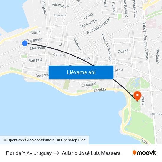 Florida Y Av Uruguay to Aulario José Luis Massera map