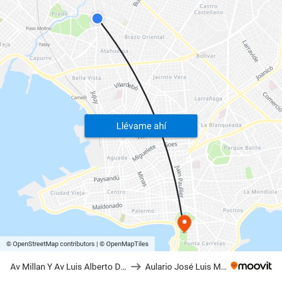 Av Millan Y Av Luis Alberto De Herrera to Aulario José Luis Massera map