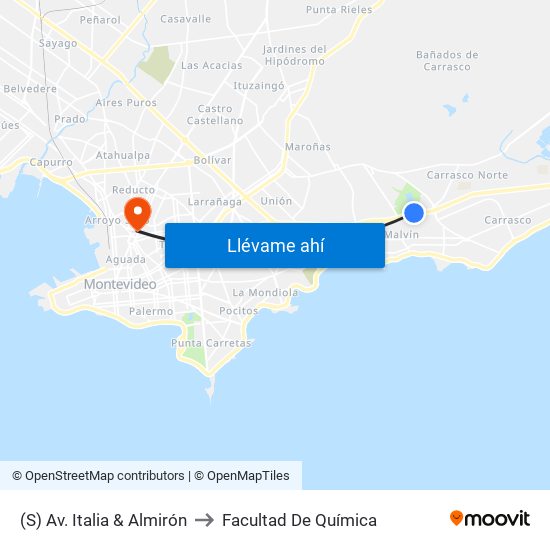 (S) Av. Italia & Almirón to Facultad De Química map
