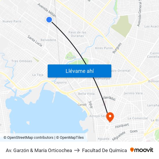 Av. Garzón & María Orticochea to Facultad De Química map