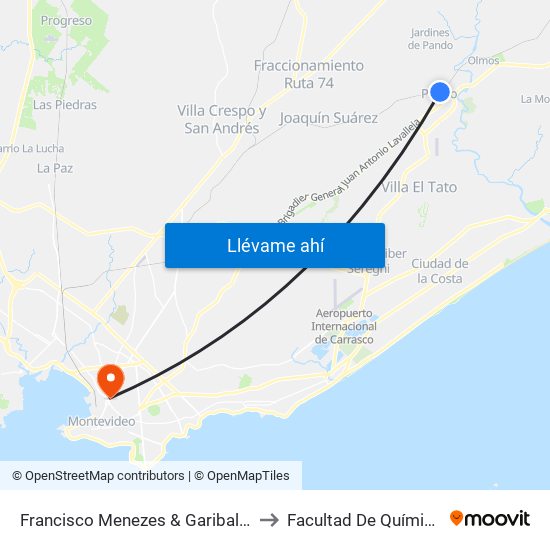 Francisco Menezes & Garibaldi to Facultad De Química map