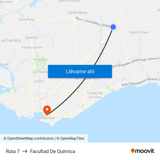 Ruta 7 to Facultad De Química map