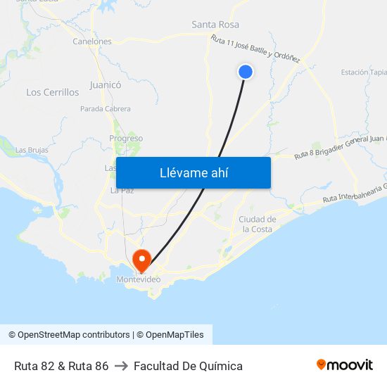 Ruta 82 & Ruta 86 to Facultad De Química map