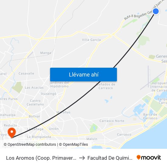 Los Aromos (Coop. Primavera) to Facultad De Química map