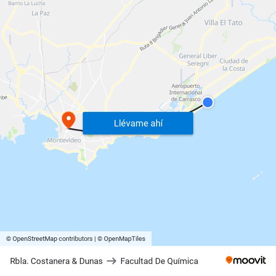 Rbla. Costanera & Dunas to Facultad De Química map