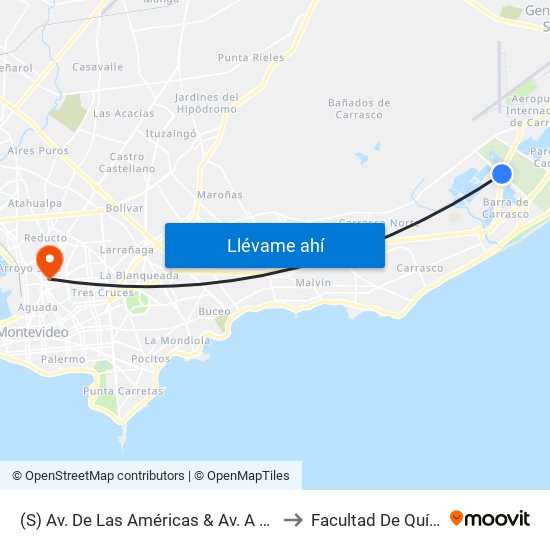 (S) Av. De Las Américas & Av. A La Playa to Facultad De Química map