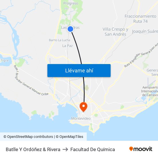 Batlle Y Ordóñez & Rivera to Facultad De Química map