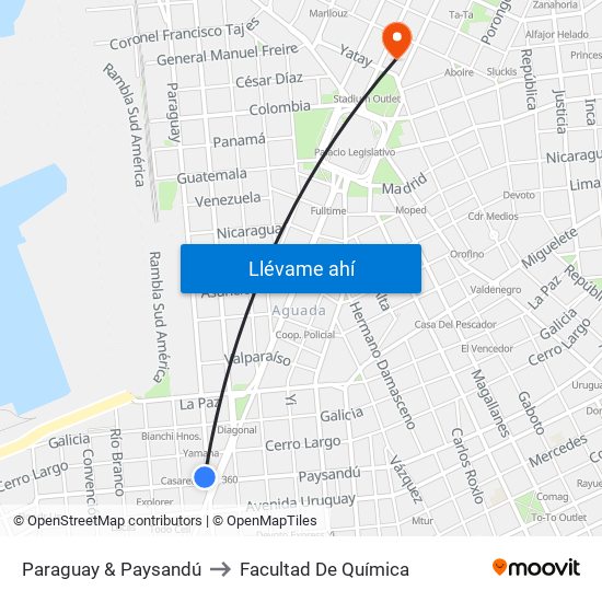 Paraguay & Paysandú to Facultad De Química map