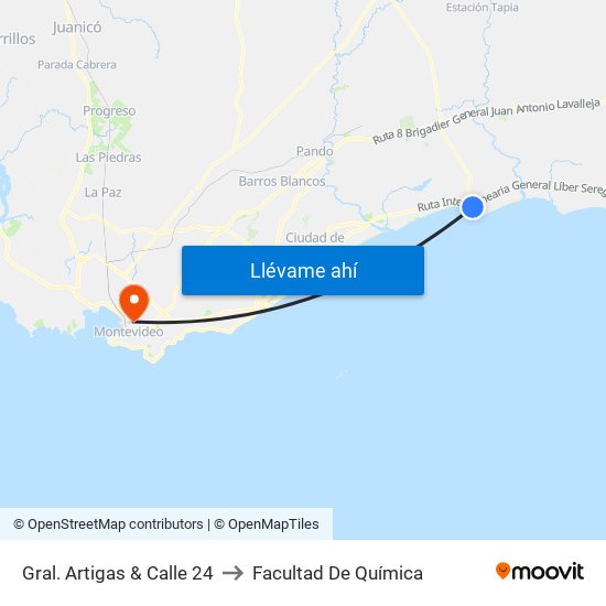 Gral. Artigas & Calle 24 to Facultad De Química map