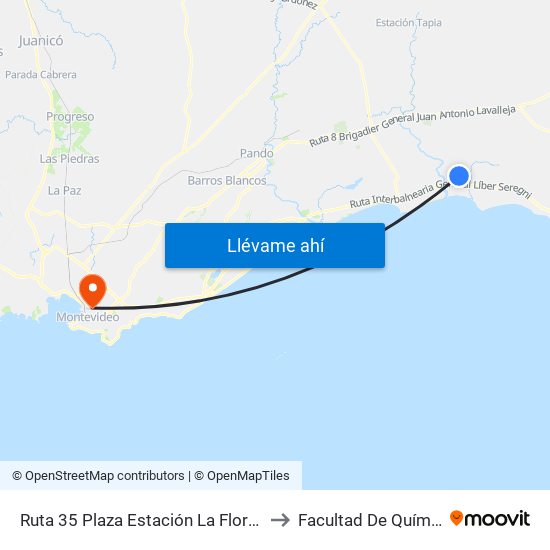 Ruta 35 Plaza Estación La Floresta to Facultad De Química map