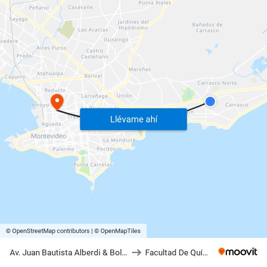 Av. Juan Bautista Alberdi & Bolonia to Facultad De Química map