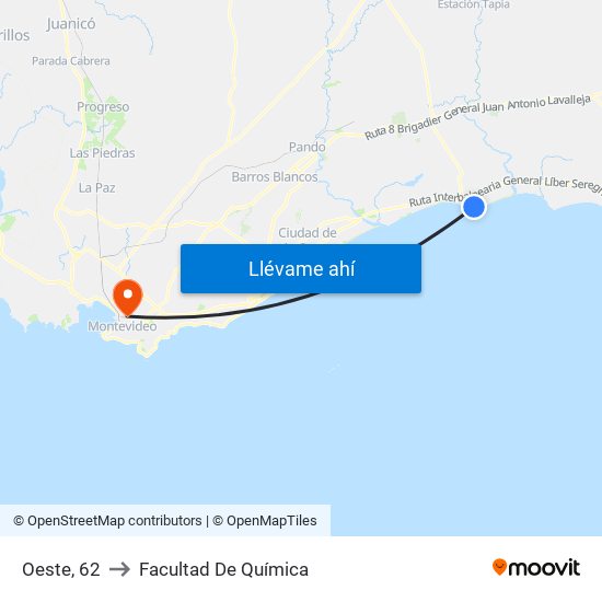 Oeste, 62 to Facultad De Química map