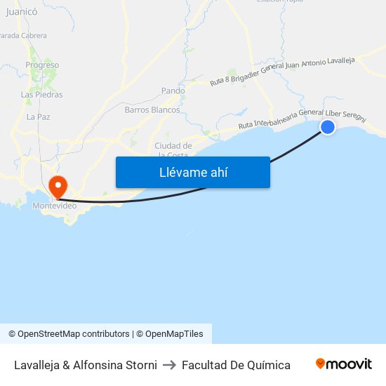 Lavalleja & Alfonsina Storni to Facultad De Química map