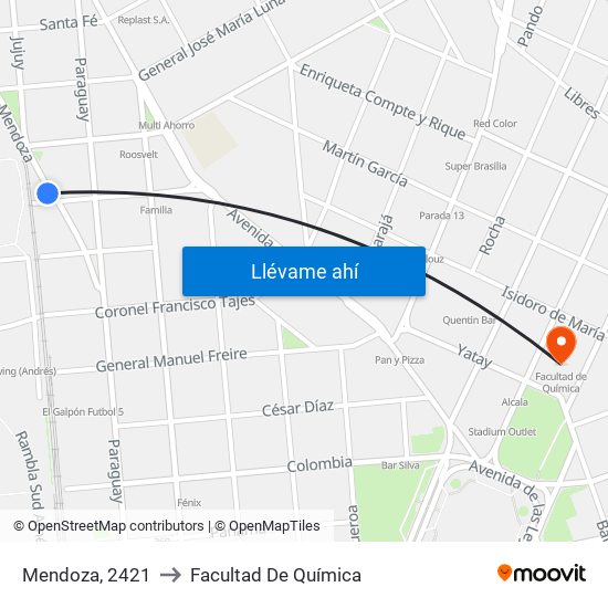 Mendoza, 2421 to Facultad De Química map