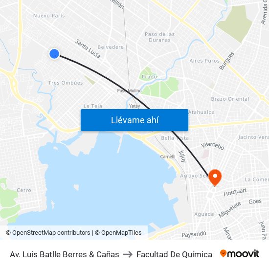 Av. Luis Batlle Berres & Cañas to Facultad De Química map