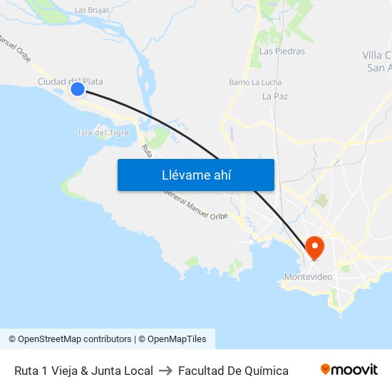 Ruta 1 Vieja & Junta Local to Facultad De Química map