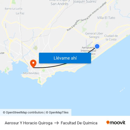 Aerosur Y Horacio Quiroga to Facultad De Química map