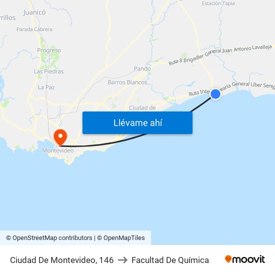 Ciudad De Montevideo, 146 to Facultad De Química map
