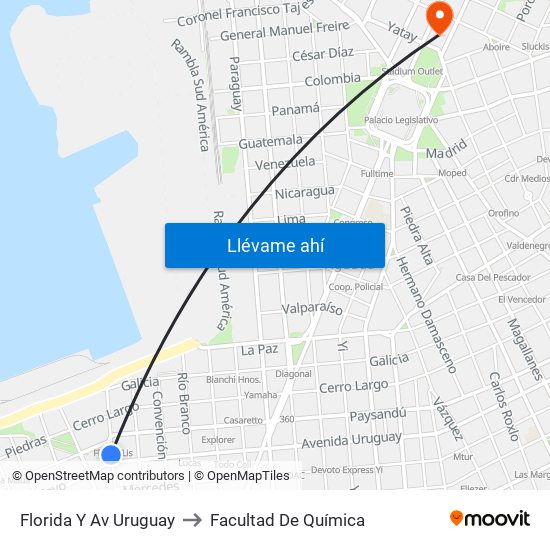 Florida Y Av Uruguay to Facultad De Química map