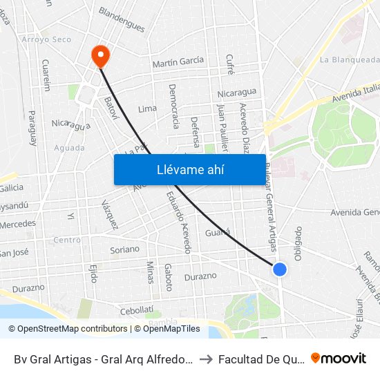 Bv Gral Artigas - Gral Arq Alfredo Baldomir to Facultad De Química map