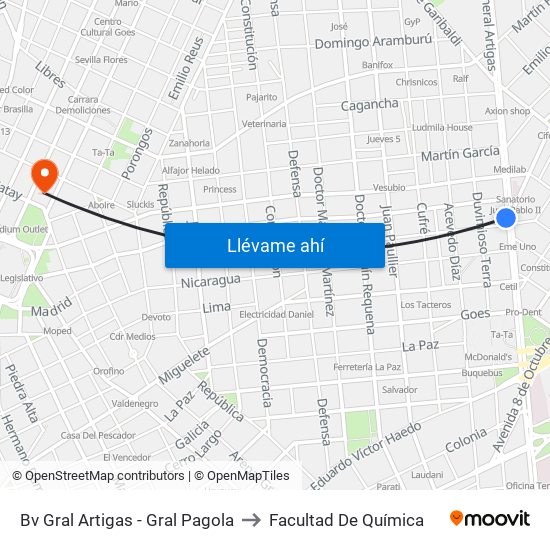 Bv Gral Artigas - Gral Pagola to Facultad De Química map