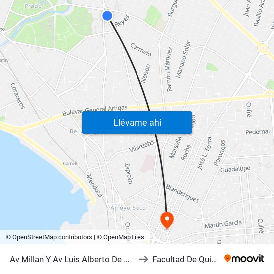 Av Millan Y Av Luis Alberto De Herrera to Facultad De Química map