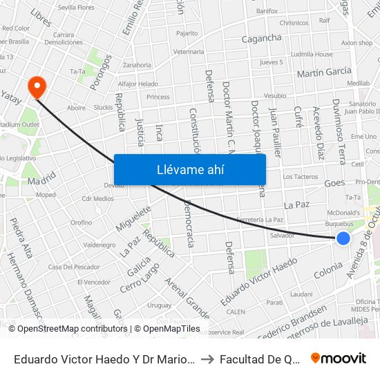 Eduardo Victor Haedo Y Dr Mario Cassinoni to Facultad De Química map