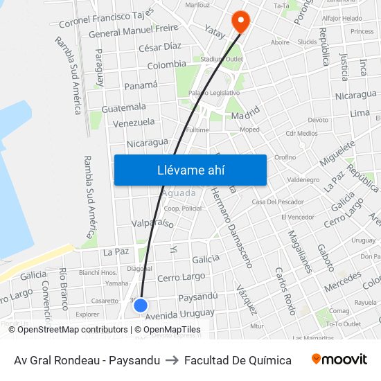 Av Gral Rondeau - Paysandu to Facultad De Química map