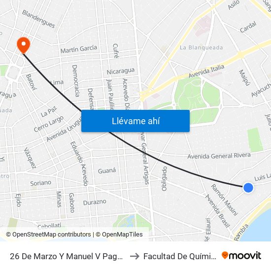 26 De Marzo Y Manuel V Pagola to Facultad De Química map