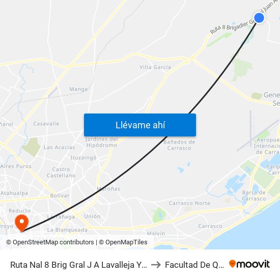 Ruta Nal 8 Brig Gral J A Lavalleja  Y Los Aromos to Facultad De Química map