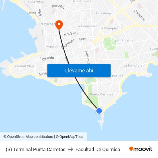 (S) Terminal Punta Carretas to Facultad De Química map