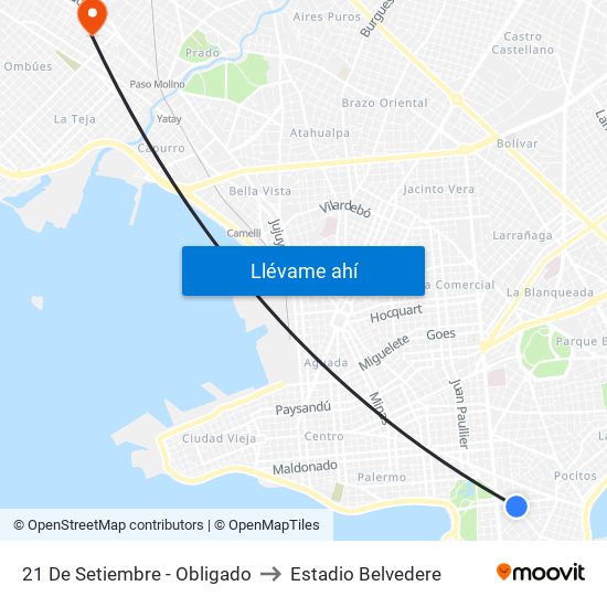 21 De Setiembre - Obligado to Estadio Belvedere map